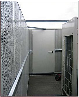 Acoustic enclosure using AC80 panels with steel acoustic access door