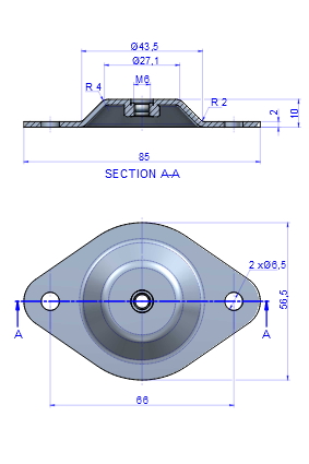 technical drawing for rod mounts