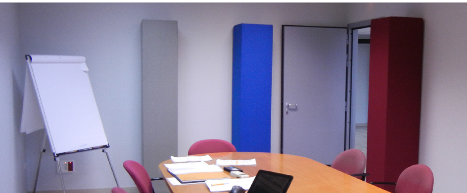 Acoustic Totems reducing noise in a small office