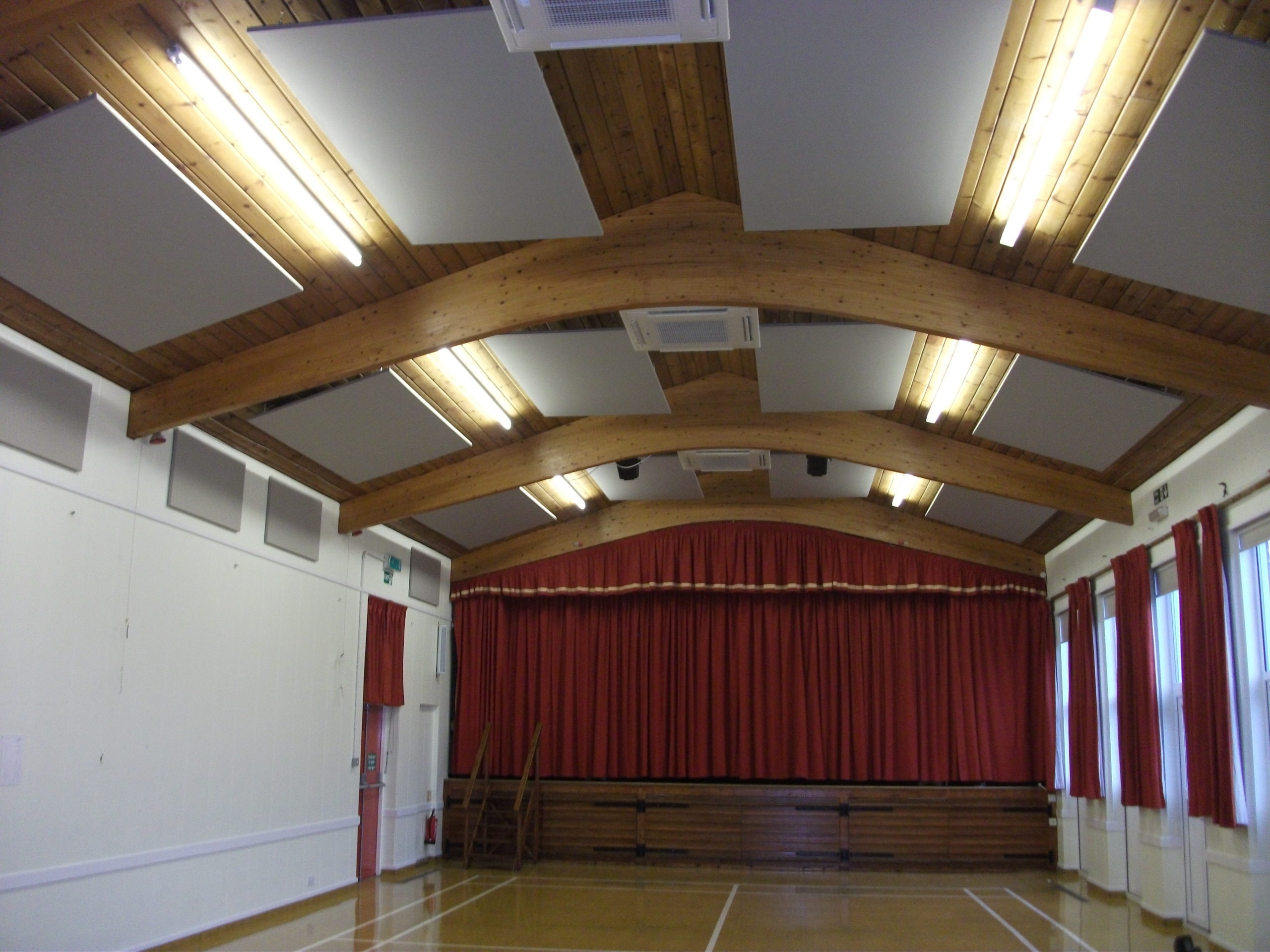acoustic ceiling panels in village hall