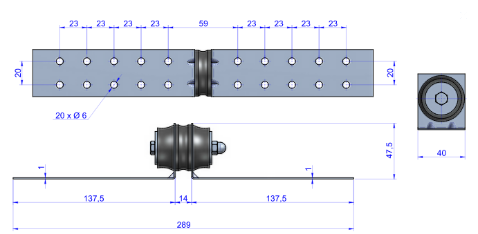 EP 600 rubber technical drawing