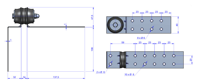 EP 650 rubber technical drawing