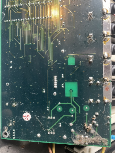 alesis-qs6-repair rear-board-with-broken-solder-traces