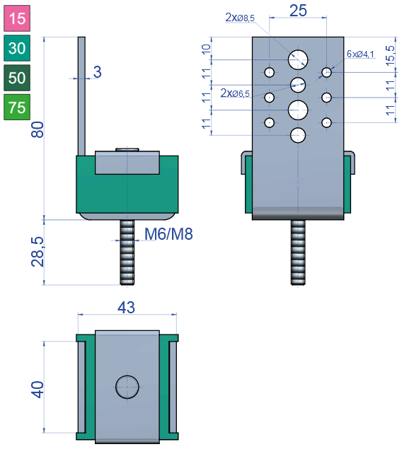 akustikgb lateral Sylomer technical drawing typeA