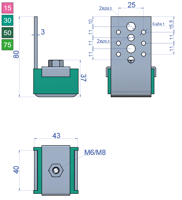 akustikgb lateral Sylomer technical drawing typeB