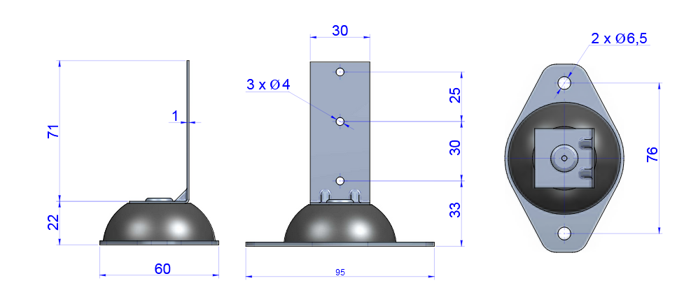 EP 400 rubber technical drawing