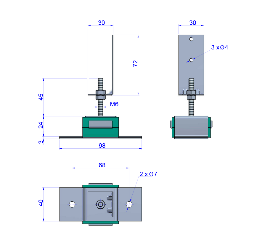 EP400+Sylomer techncial drawing