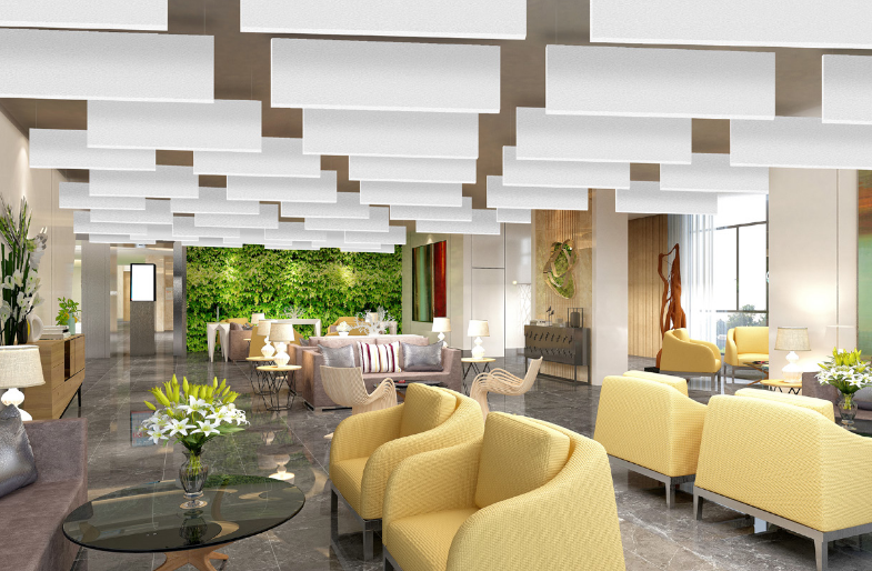 acoustic ceiling baffles lobby