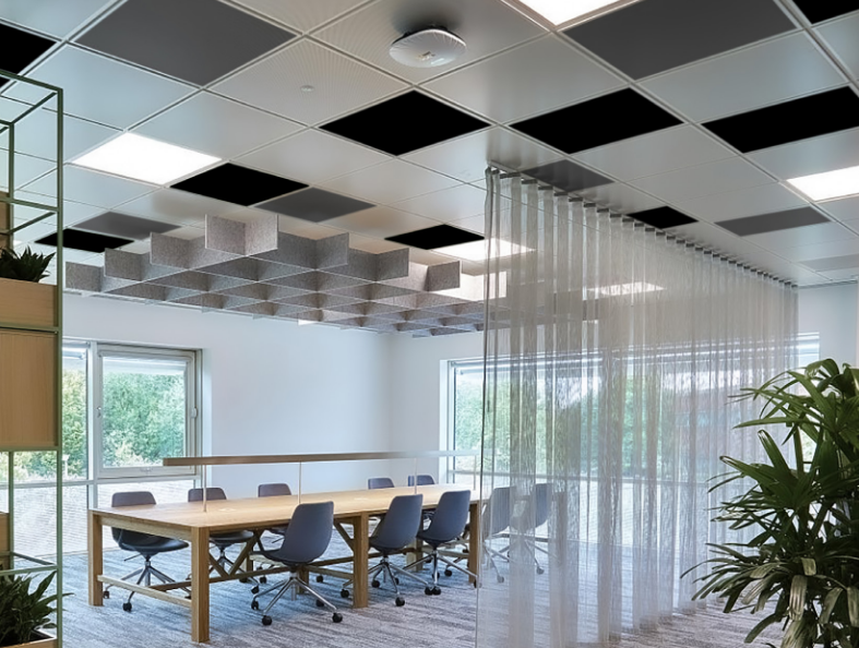 sound absorbing ceiling tiles in office