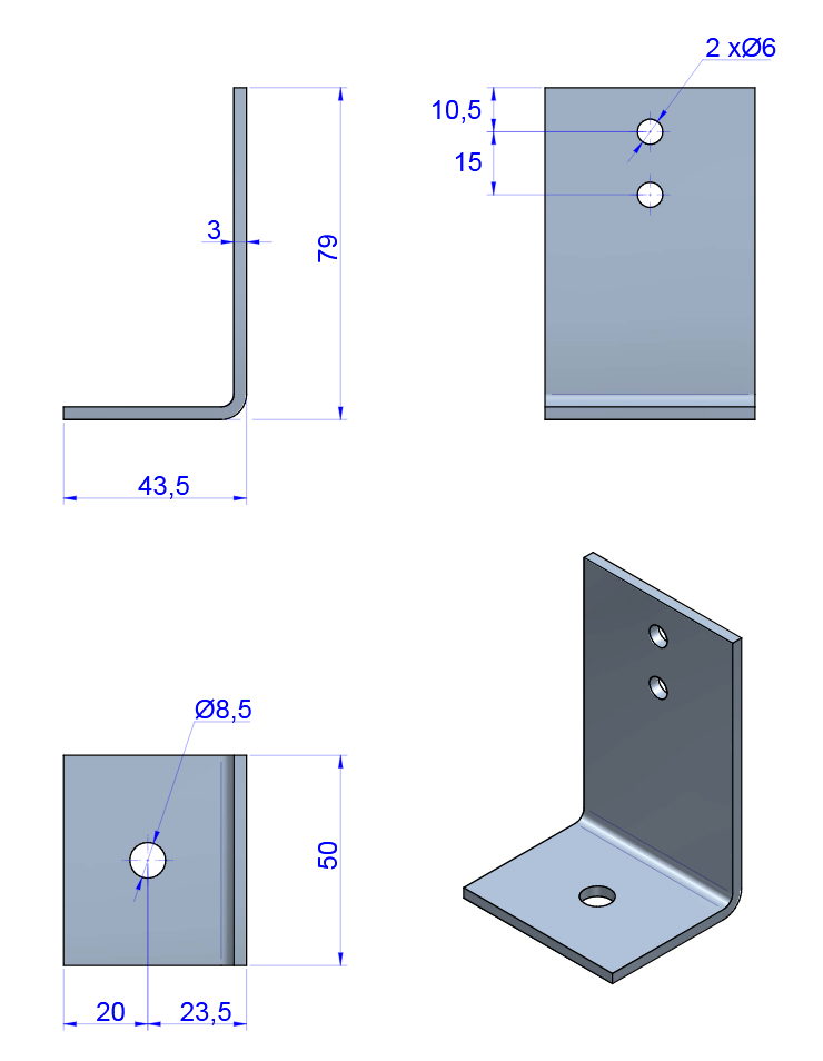 L bracket technical drawing