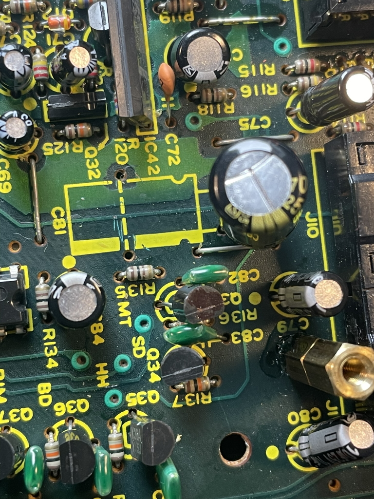 roland tr707 capacitor glue cleaned away