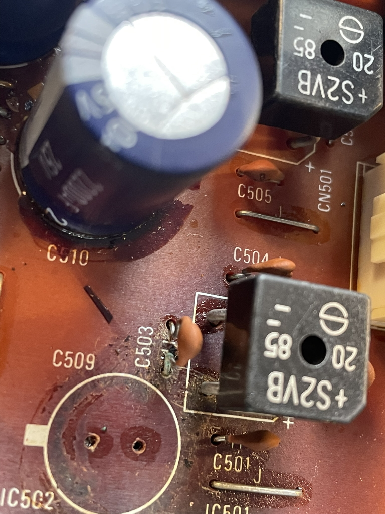 yamaha spx50D corrosive capacitor glue removed